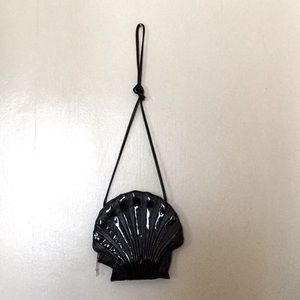 Brie Black Leather Shell Bag